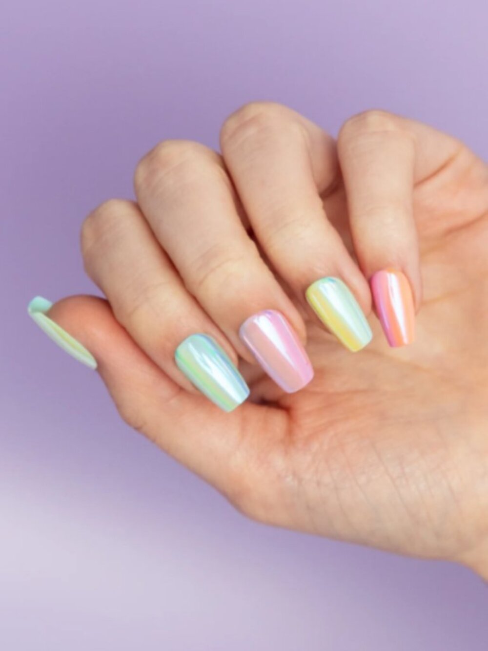 New Red Aspen Press On Nails Rainbow Multicolor Besties Alvina Medium Coffin